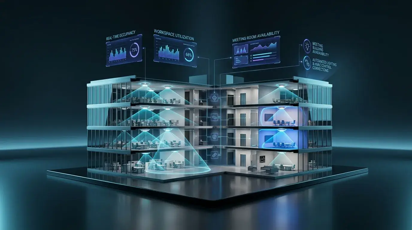 Occupancy sensing system monitoring workspace utilization and smart building automation